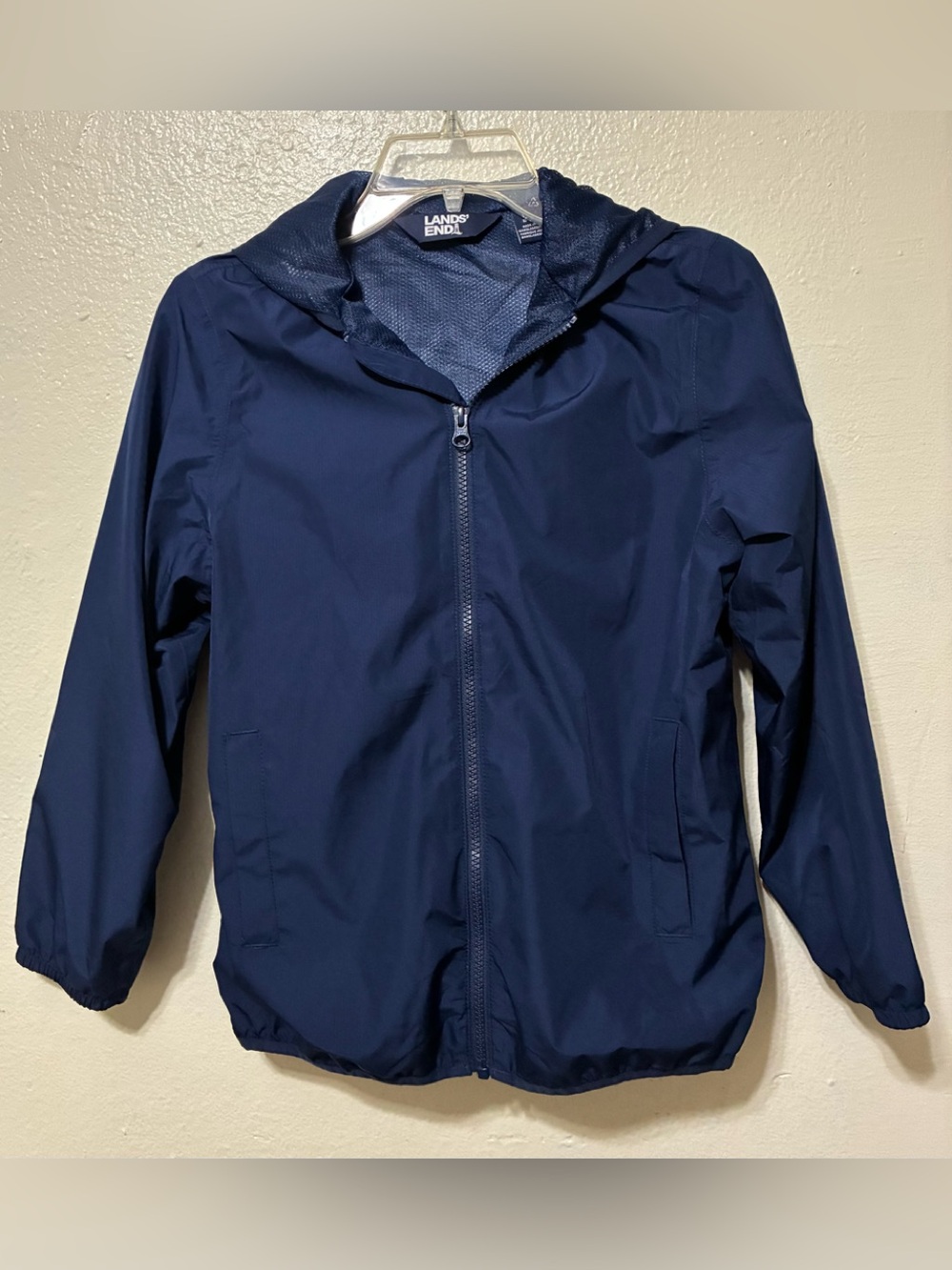 Lands' End Kids' Navy Hooded windbreaker Jacket